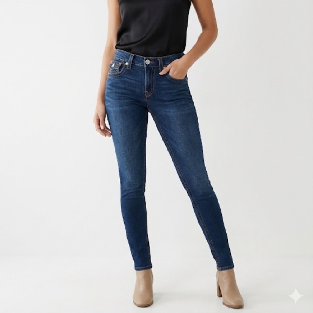 True Religion Jennie Curvy mid rise super skinny jeans size 25